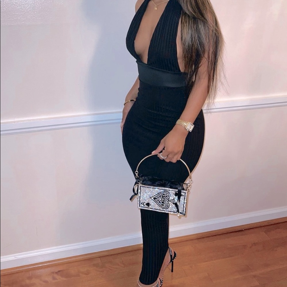 Sexy black halter maxi